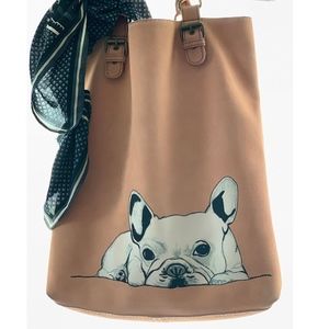 Suede French Bulldog Bag